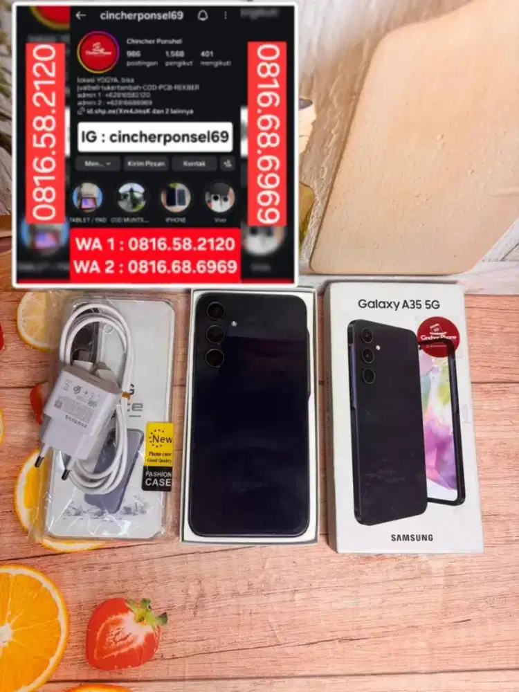Jual hp Samsung A35 5g 8/256 istimewa grns resmi free ADAPTOR n case