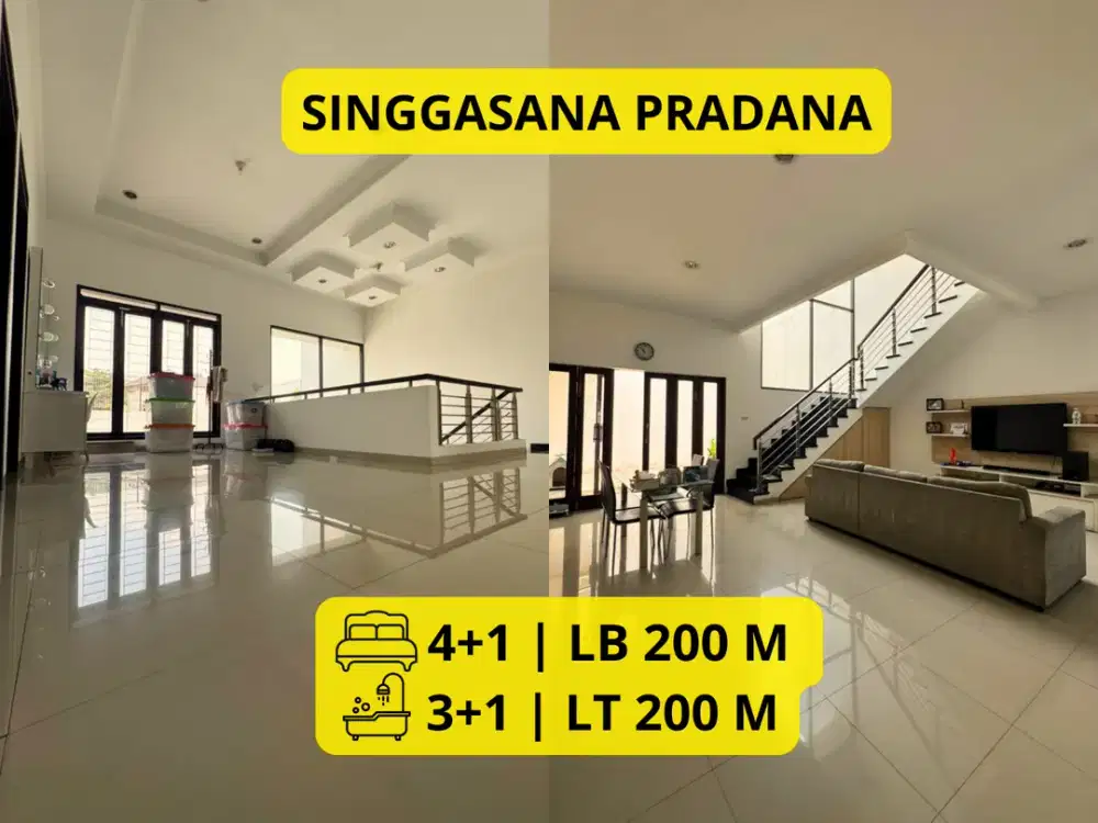 DIJUAL RUMAH LUAS 2 LANTAI SINGGASANA PRADANA – 5 KT, TAMAN DEPAN BELAKANG