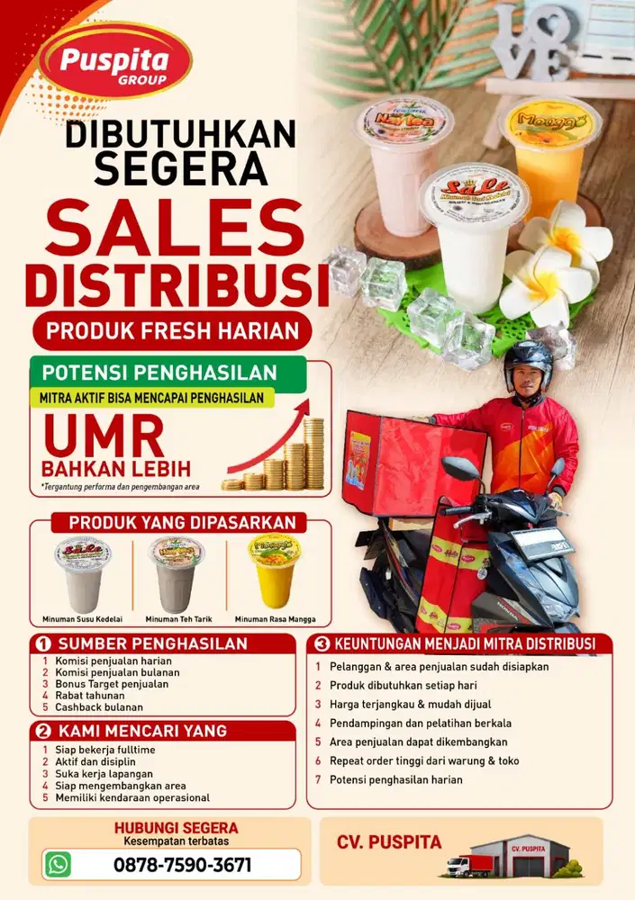 DIBUTUHKAN SALES DITRIBUSI AREA BEKASI