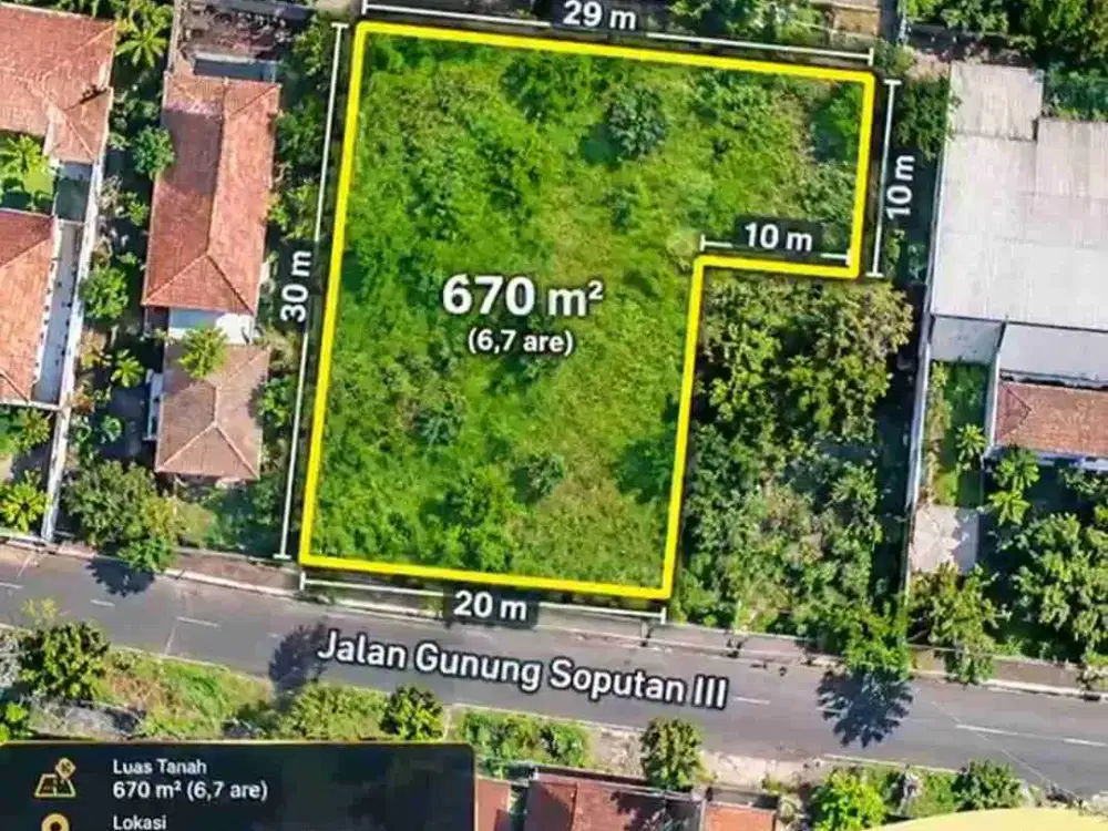 Jual Tanah Lokasi Strategis di Jl Gn Soputan Mahendradatta Luas 6.7are Cocok di jadikan Apartement atau Koskosan.