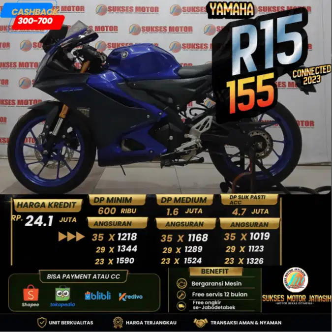 YAMAHA R15 CONNECTED 2023 WARNA FAVORIT BISA CASH DAN KREDIT ATAU CC