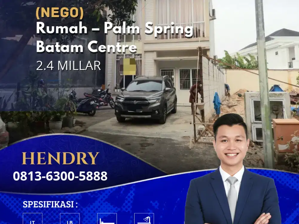 Dijual Cepat Rumah 2 Lantai Palm Spring - Batam Centre
