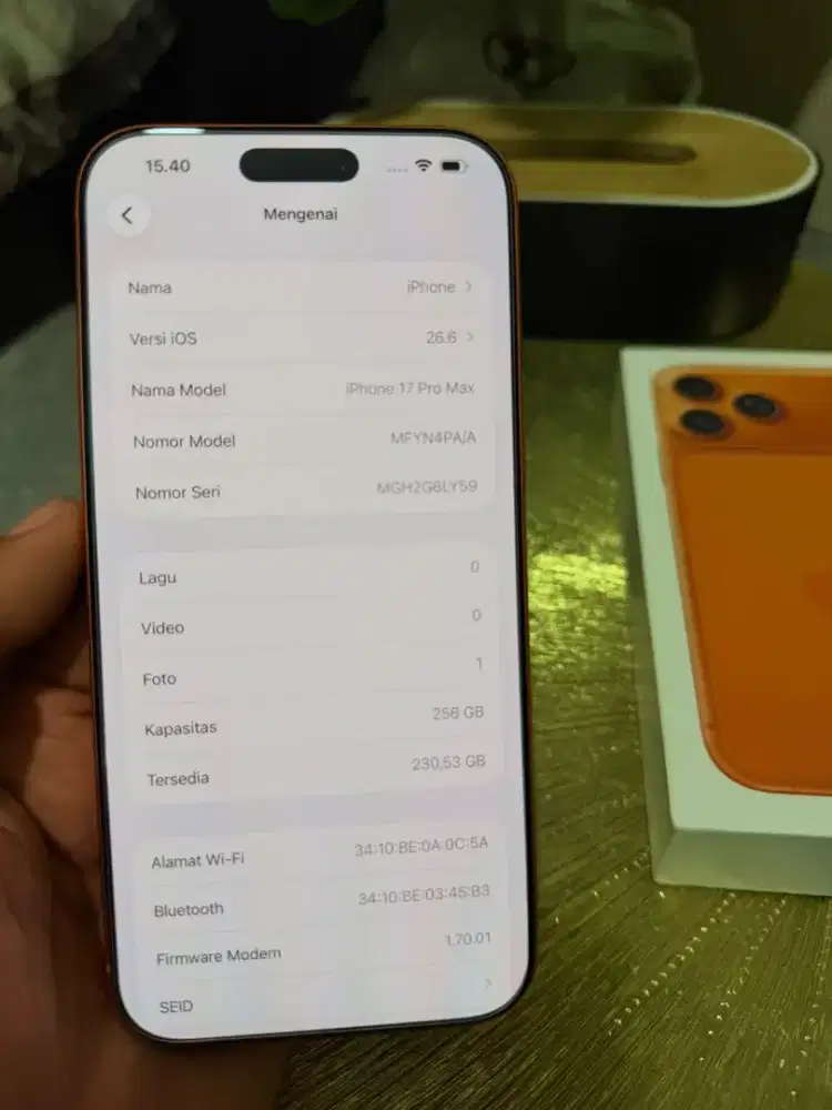 Iphone 17 promax cosmic orange 256gb