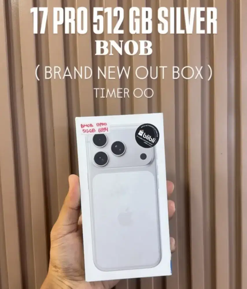 BNOB iPhone 17 Pro 512GB Silver Timer 00 RESMI Blibli setara iBox