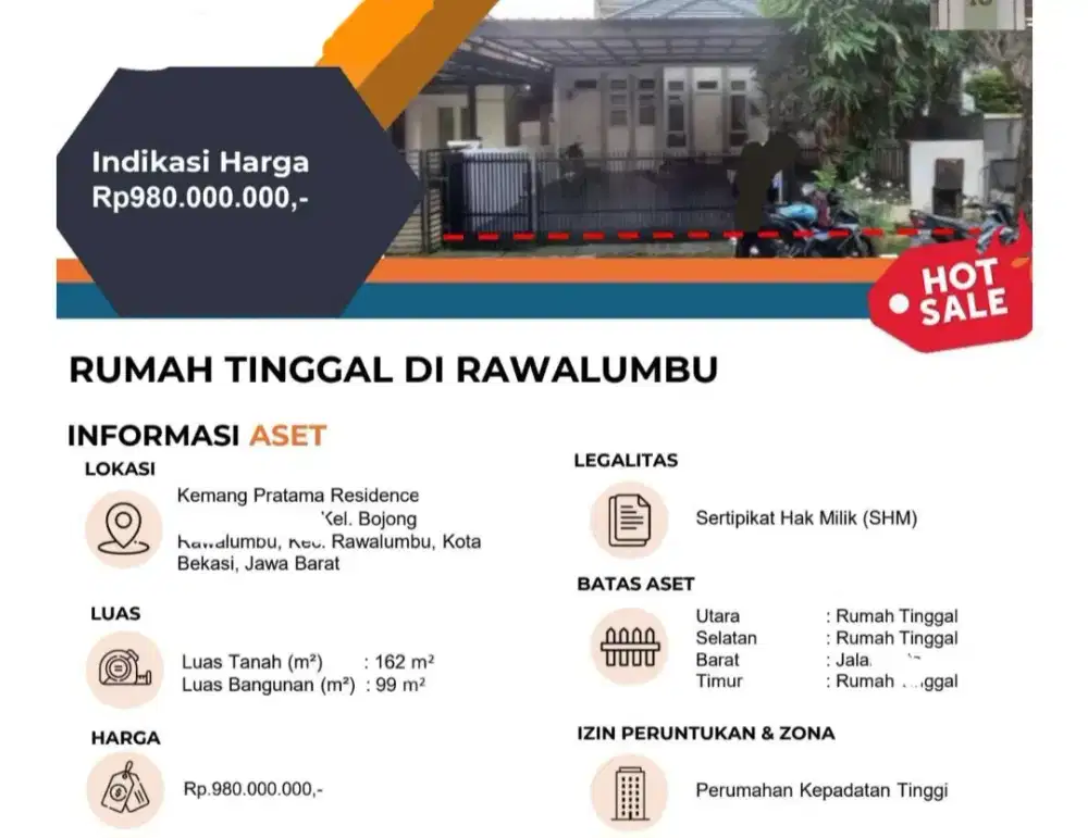 Dijual Rumah 1 Lantai Kemang Pratama Residence
