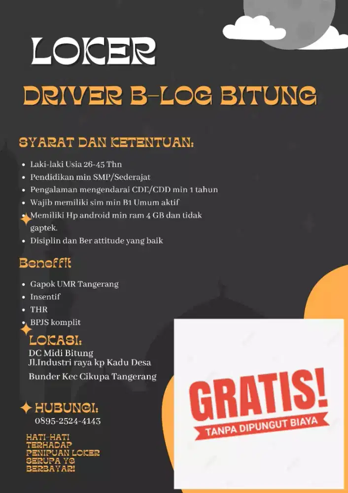 Lowongan Driver Khusus B1 Umum