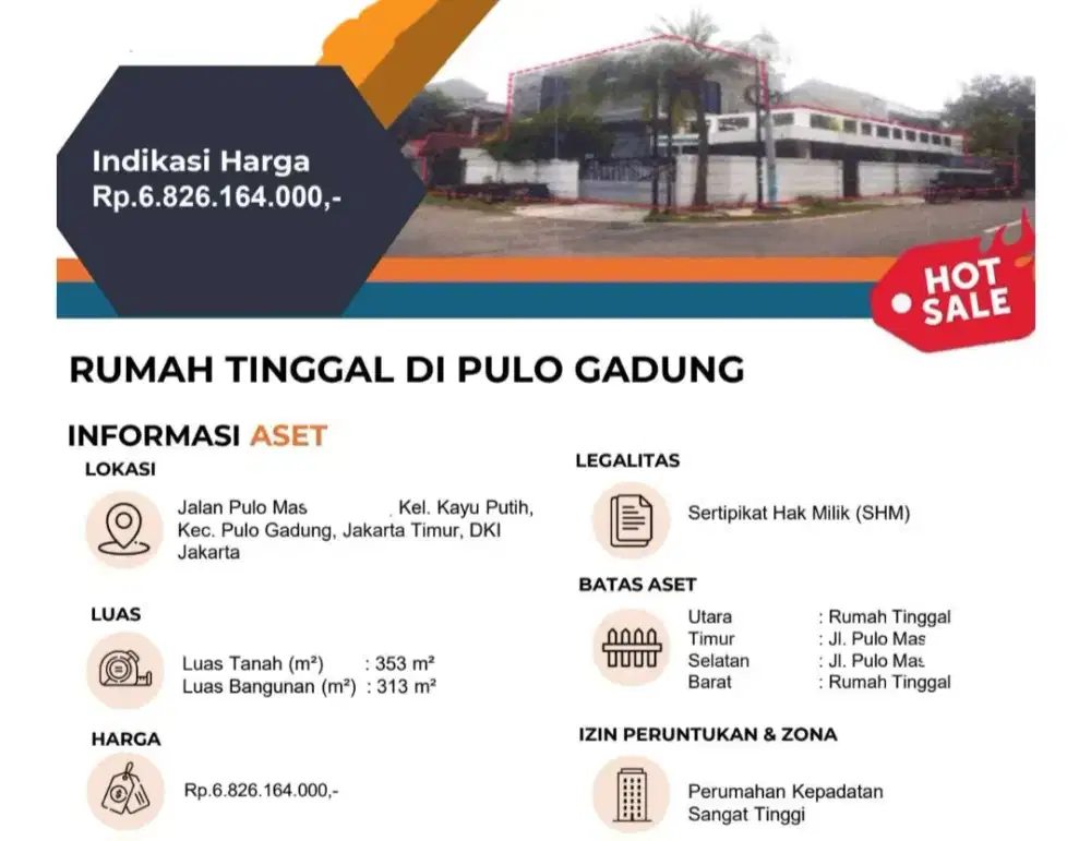 Dijual Rumah 2 Lantai Jalan Pulo Mas Kayu Putih