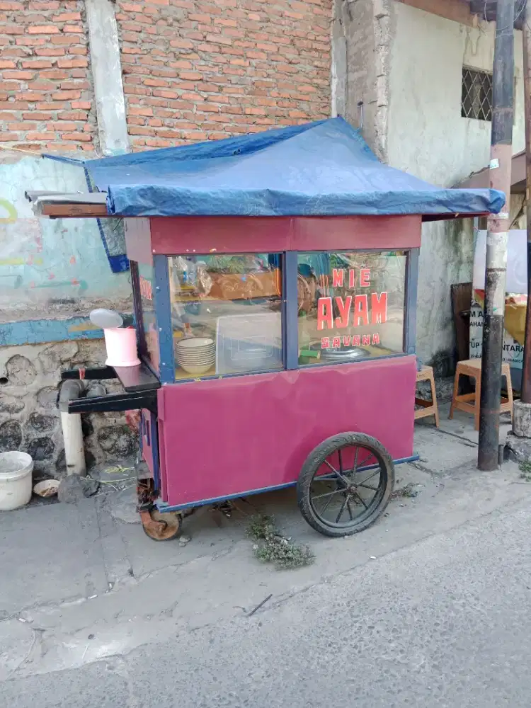 Dijual gerobak mie ayam komplit sama peralatannya