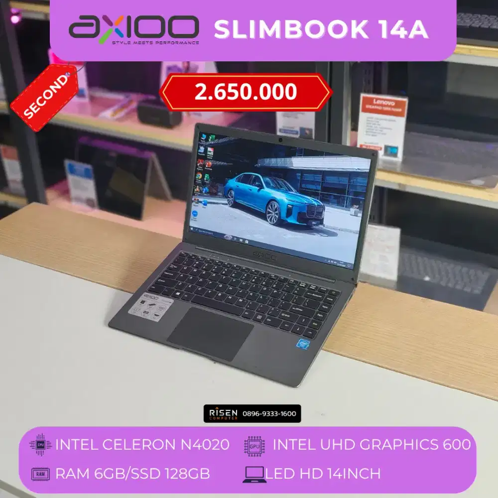 AXIOO SLIMBOOK 14A Intel Celeron N4020 RAM 6GB SSD 128GB HD 14Inch