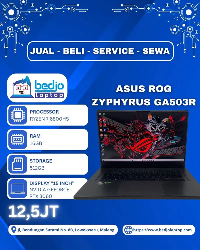 Ryzen 7 dengan RTX 3060 dan RAM 16GB, ASUS ROG Zephyrus GA503R Ryzen 7