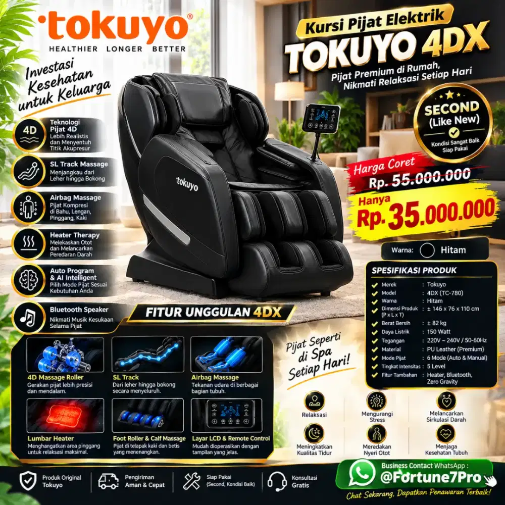 TOKUYO ULTRA PREMIUM 4DX Electric Massage Chair Kursi Pijat Elektrik