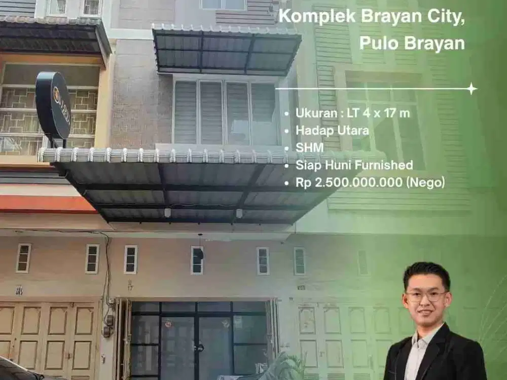 DIJUAL CEPAT RUKO CANTIK TERAWAT DAN FURNISHED DI KOMPLEK BRAYAN CITY