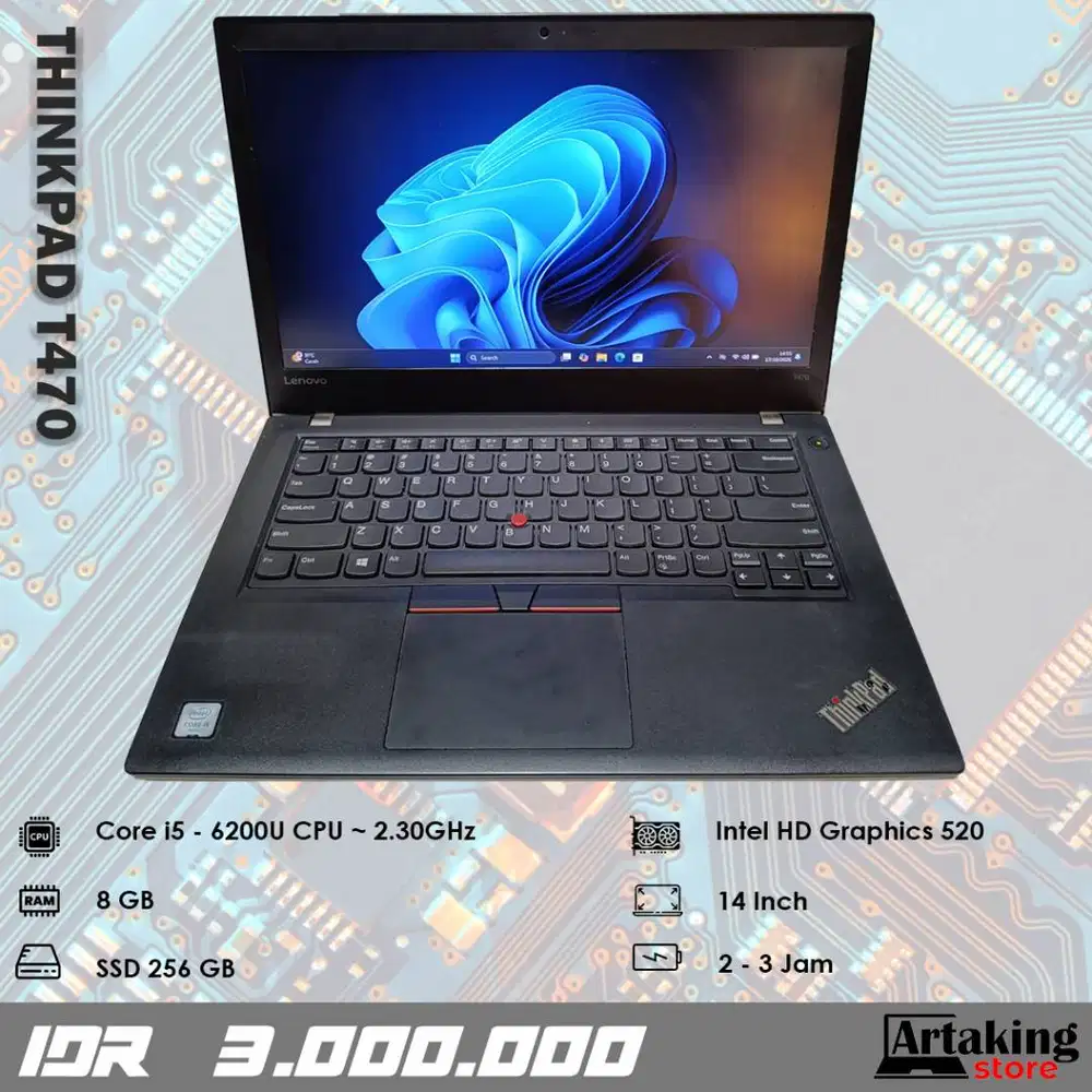 Lenovo Thinkpad T470 - Core i5 - Gen 6 th - Ram 8 GB - SSD 256 GB