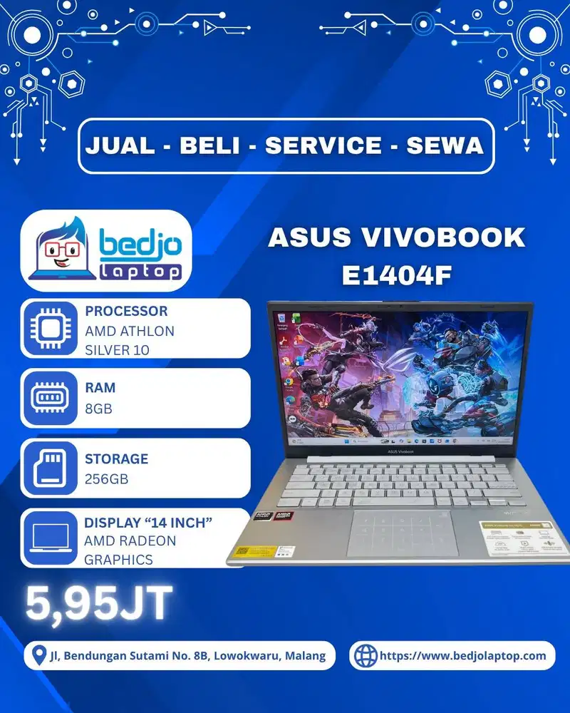 Laptop Tipis Elegan dengan Keyboard Backlight, ASUS Vivobook E1404F