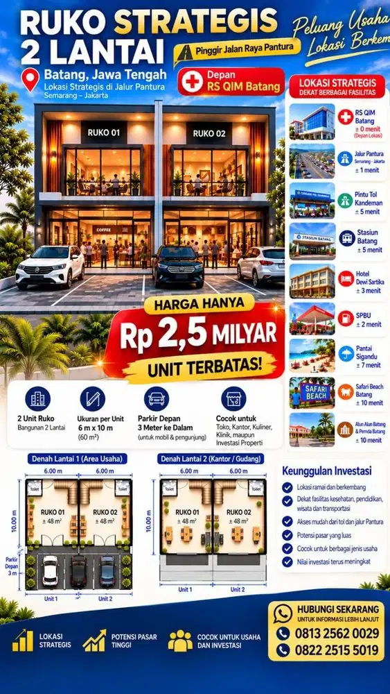 Dijual Ruko Pinggir Jalan pantura Batang Semarang