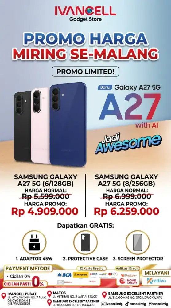 SAMSUNG A27 SERIES, HARGA BEST, FREE LENGKAP, JNGAN SAMPAI KEHABISAN