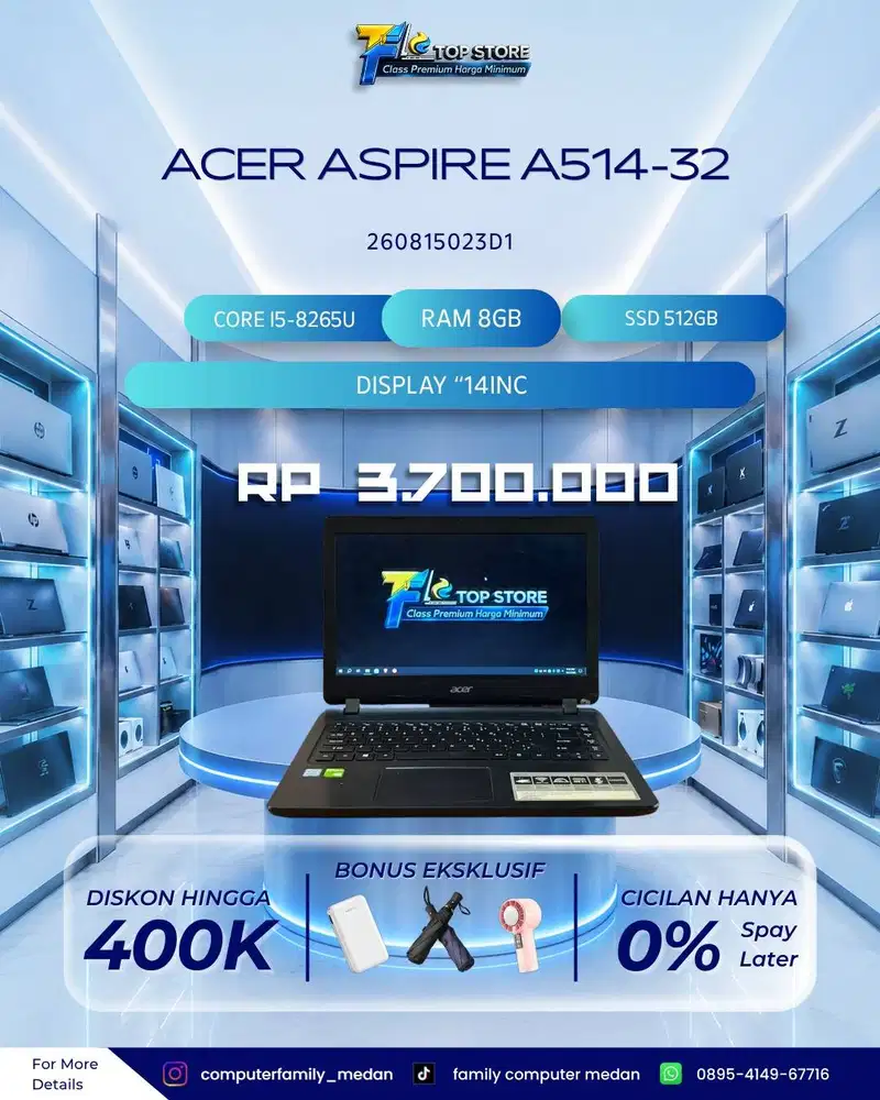 PROMO ACER ASPIRE A514-51G 14 INCH HD CORE I5-8265U RAM 8GB SSD 512GB
