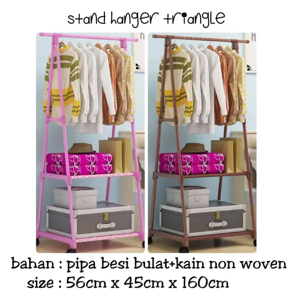 Rak pakaian portabel baju besi dengan gantungan
