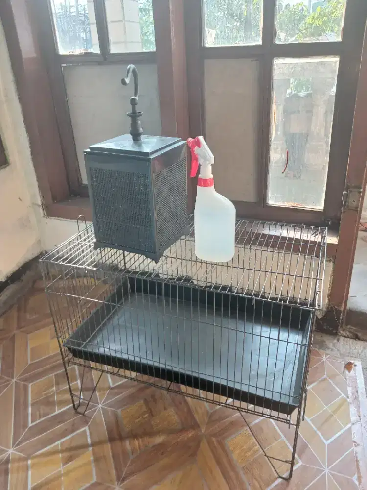 Karamba Mandi burung + Tempat Jangkrik + Sprayer