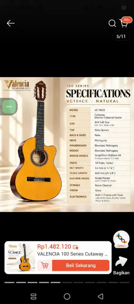 Gitar Valencia VC104CE