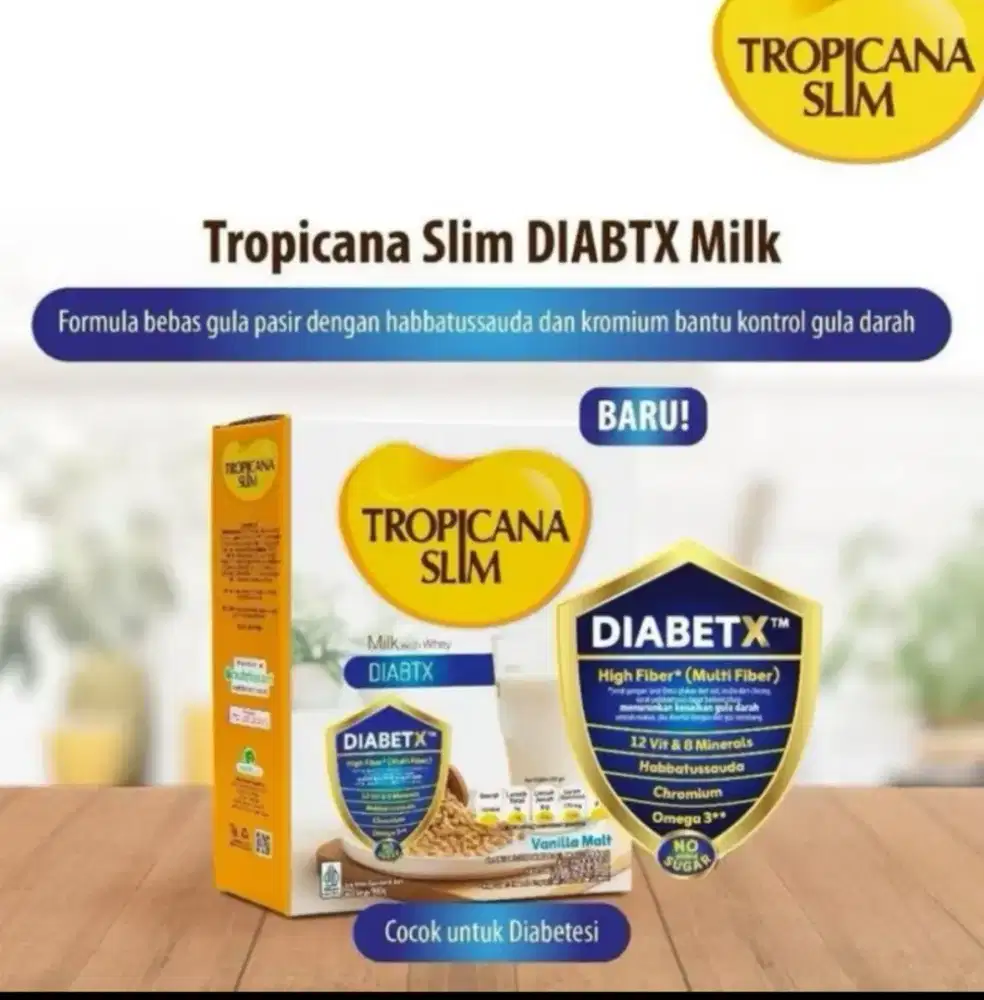 TROPICANA SLIM DIABTX MILK VANILLA MALT SUSU BANTU KONTROL GULA DARAH