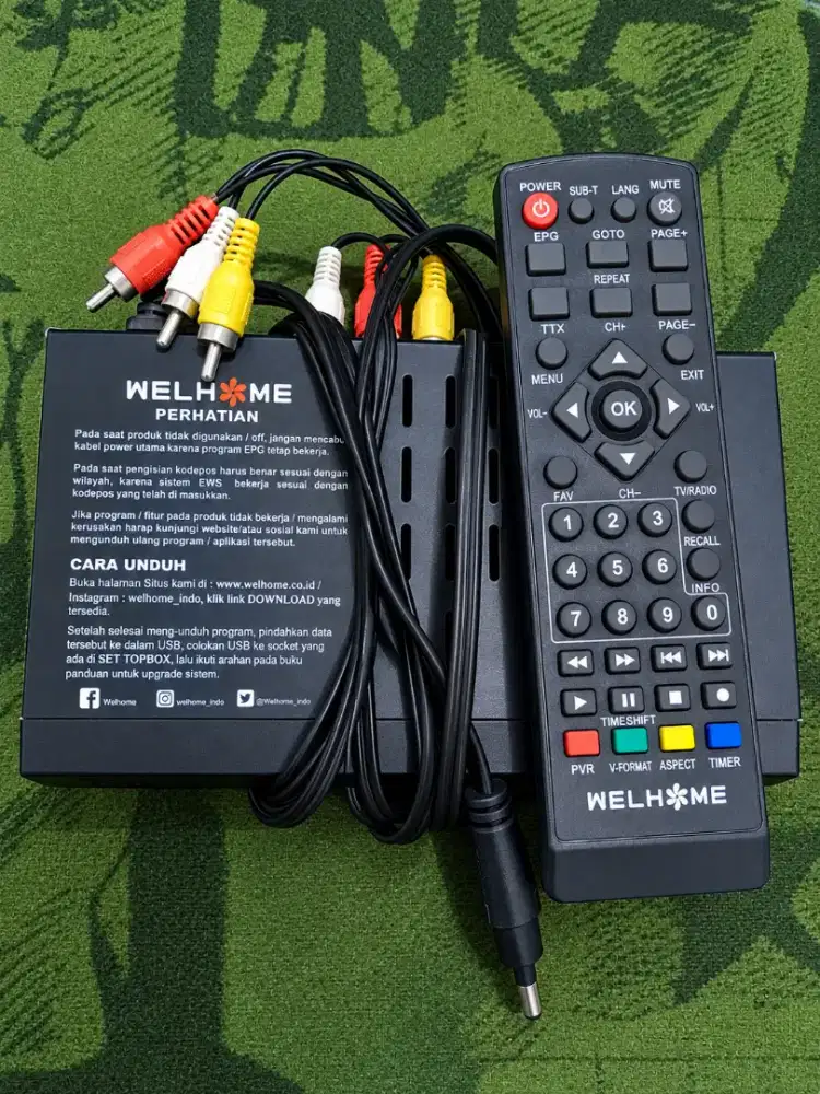 STB Welhome Crown DVB-T2 01 Fullset | Remote + RCA + HDMI | 100RB PAS