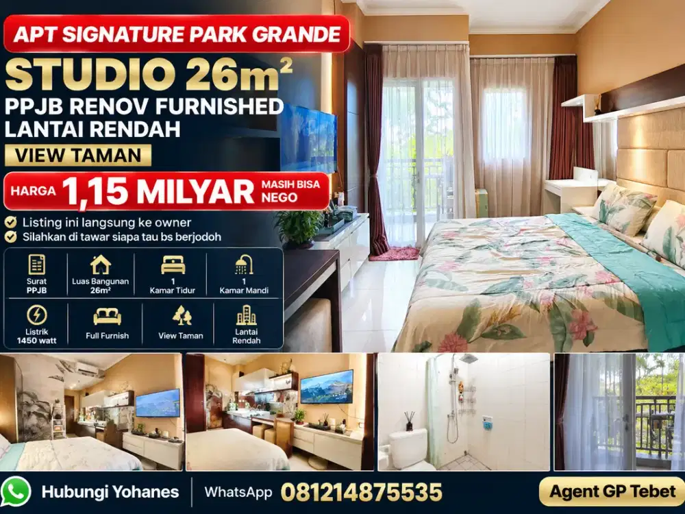 Apartemen Signature Park Grande Studio 26mtr PPJB Renov Furnished