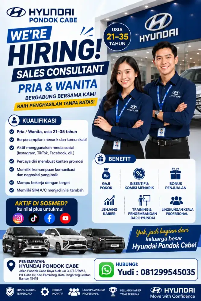 Lowongan kerja sales hyundai pondok cabe