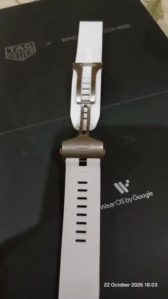 White Rubber Strap Tag Heuer Connected Calibre E4 E3 45mm