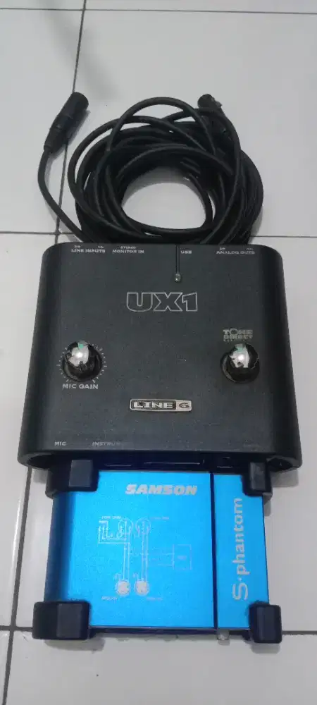 Audio Interface/soundcard Line 6 UX1 + Phantom Power dan kabel mic