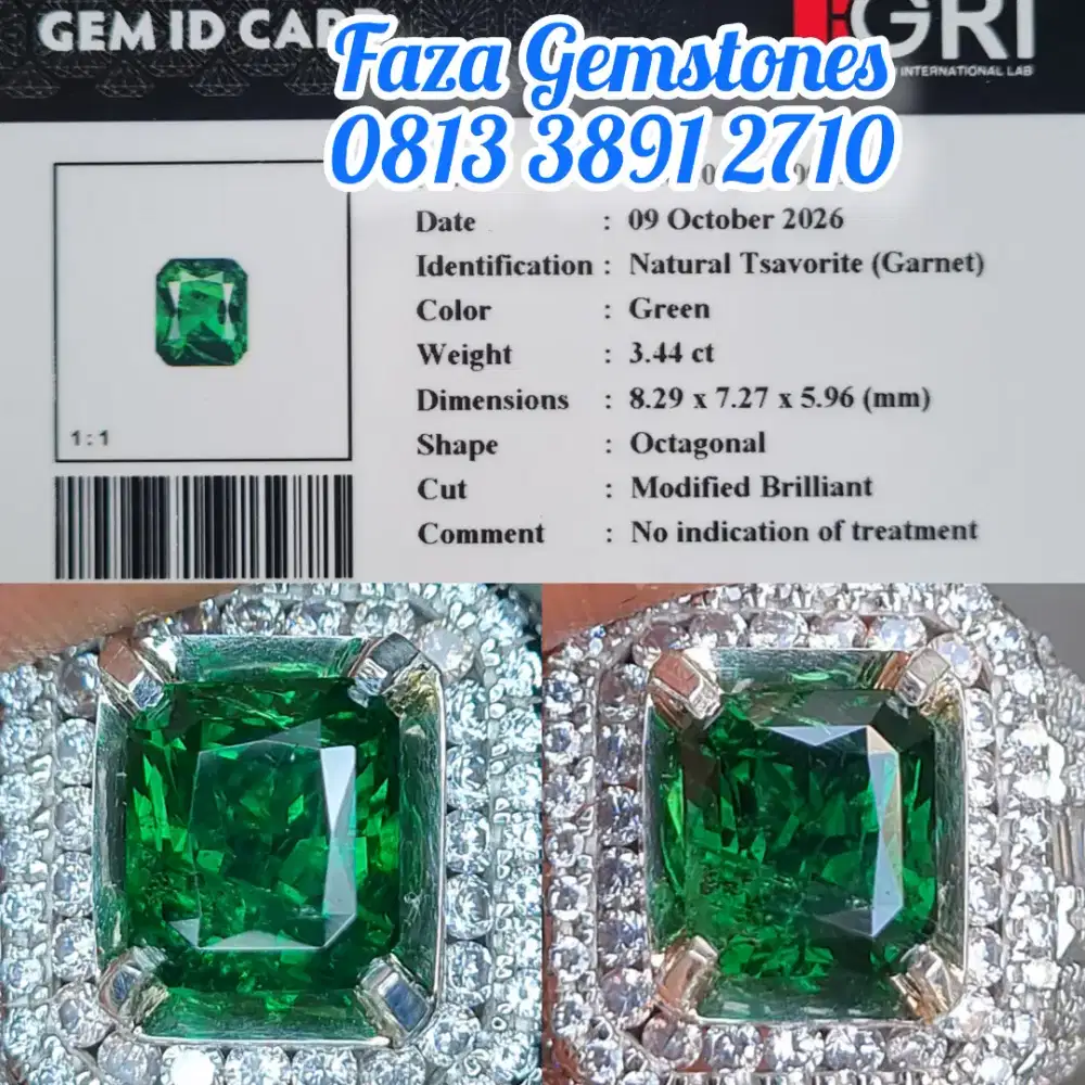 HQ Natural Green Tsavorite, Metallic siang malam, Full Luster
