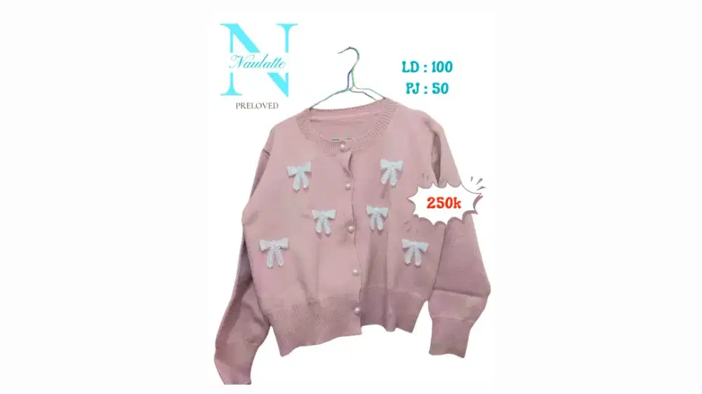 cardigan rajut bkk pita mutiara like new