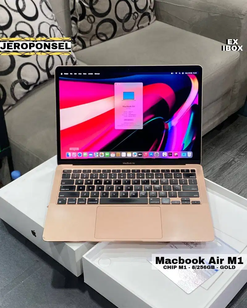 MACBOOK AIR M1 256GB GOLD EX IBOX FULL SET ORIGINAL GARANSI