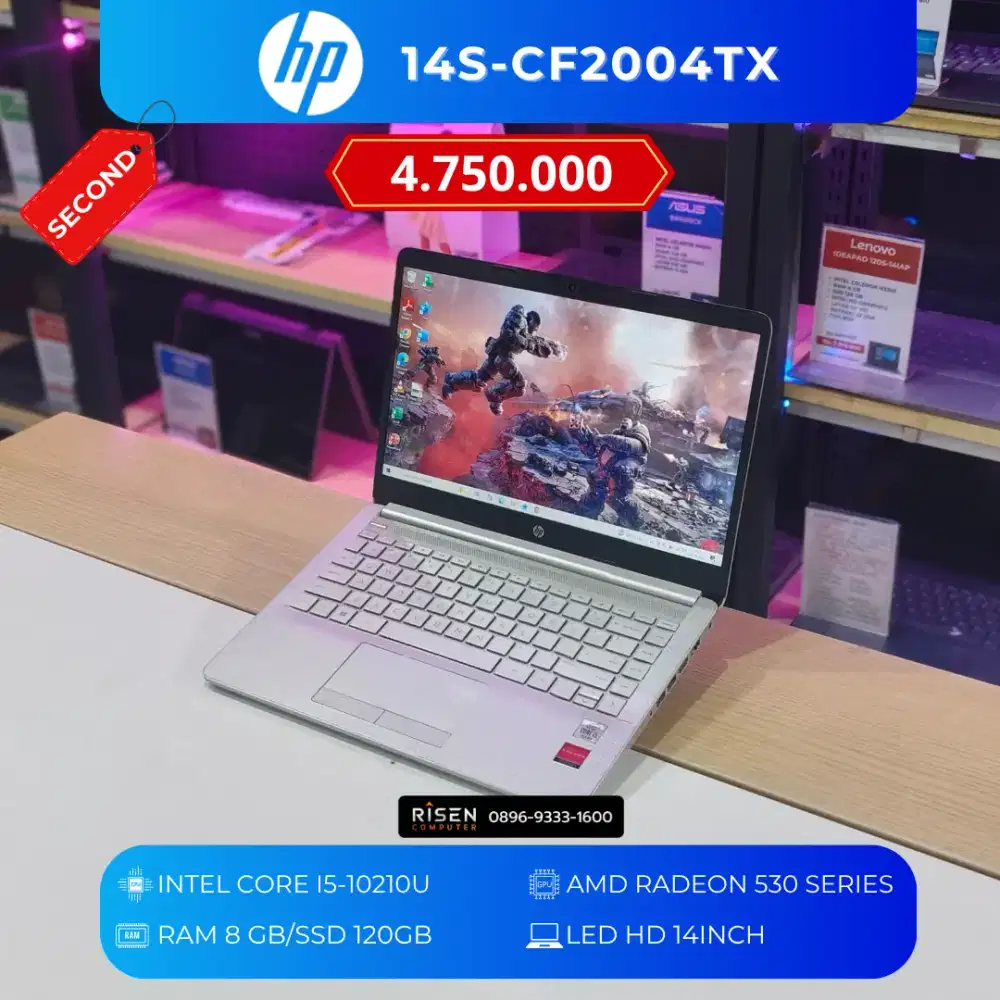 HP 14S-CF2004TX Intel Core I5-10210U RAM 8GB SSD 120GB HD 14Inch