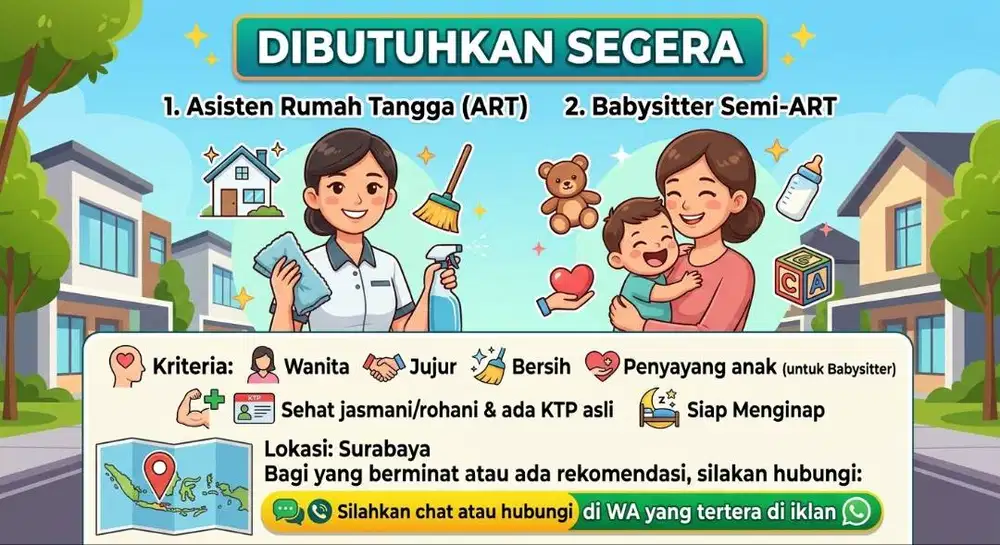Dibutuhkan ART dan Suster Semi-ART Langsung Majikan