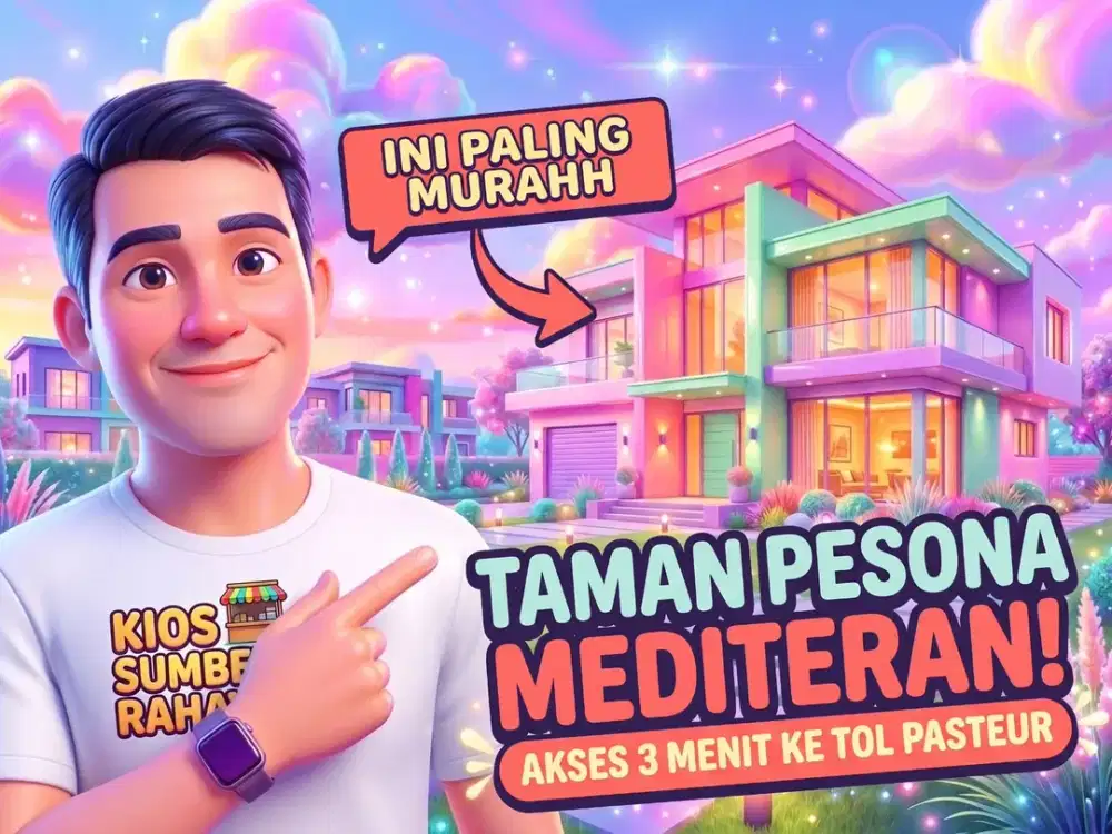JUAL RUMAH DI PESONA MEDITERAN, GUNUNG BATU, PASTEUR, BANDUNG KOTA.