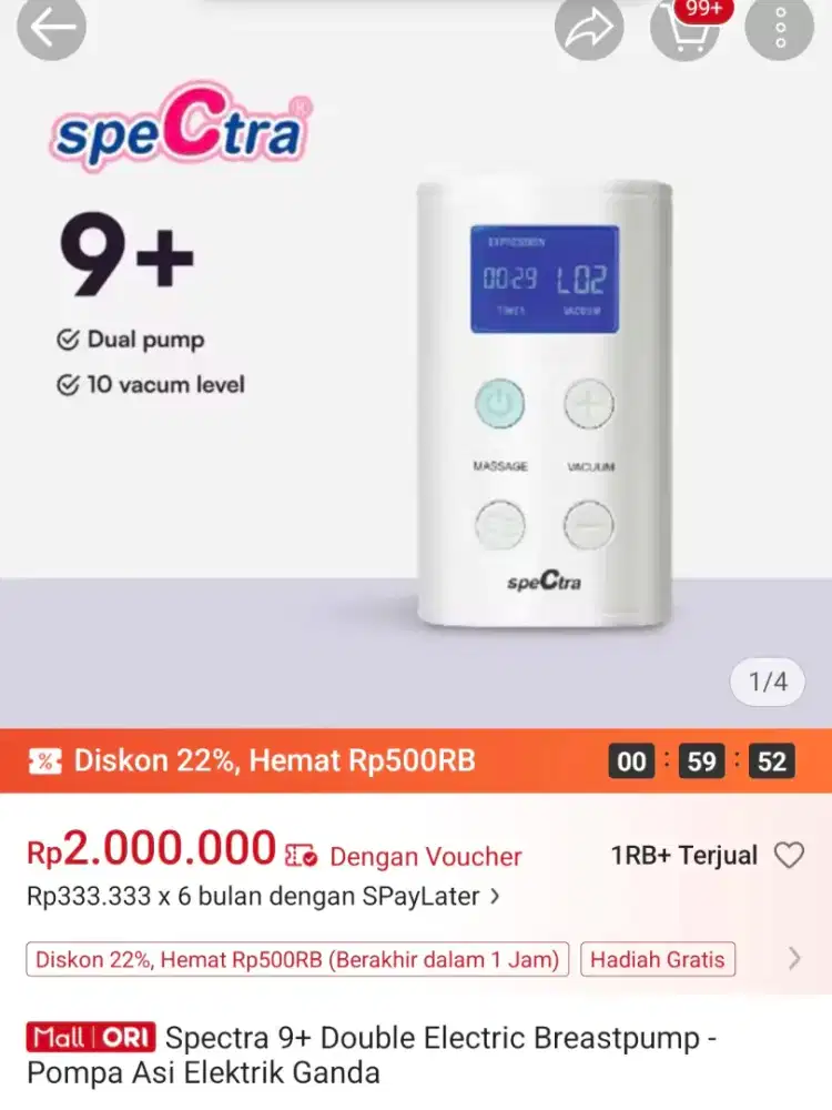 Alat pumping asi spectra 9+ mulus normal