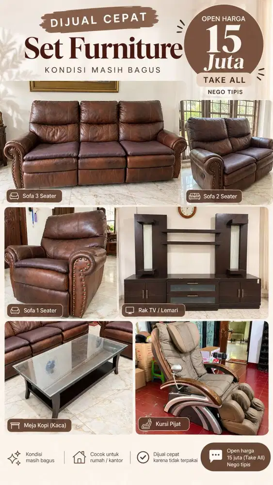 DIJUAL CEPAT! PAKET FURNITURE RUMAH LENGKAP