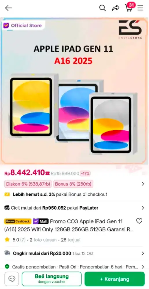 IPAD GEN 11 BARU SEGEL