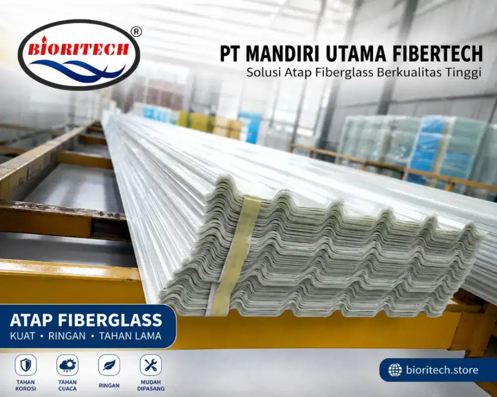 Atap Fiberglass FRP Transparan 1–6mm Atap Penerangan Custom BIORITECH