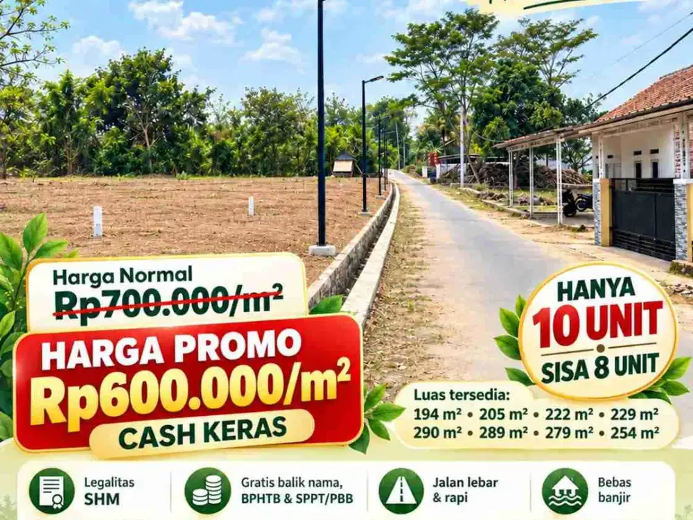 Dijual Tanah Kavling Murah Di Kota Serang Luas Tanah Mulai 194 m² s.d 290 m² Surat SHM - Rp.600rb/Meter Free Biaya Balik Nama