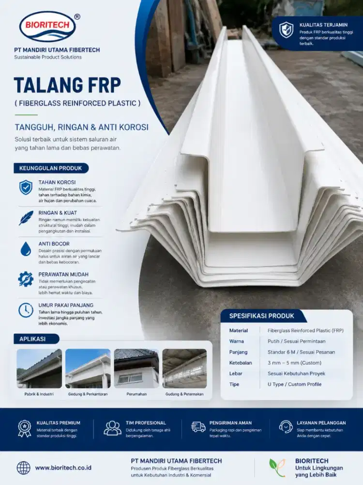 Talang FRP/Talang Air/Talang Fiberglass/Talang/Gutter Custom BIORITECH