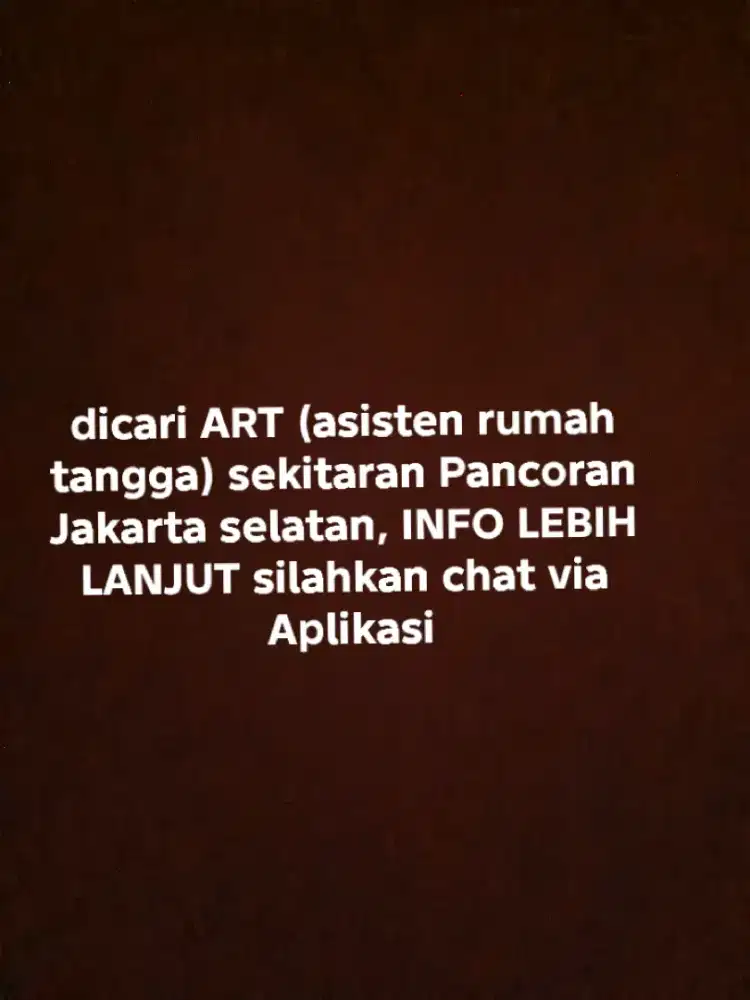 LOWONGAN KERJA ART SEKITARAN PANCORAN JAKSEL