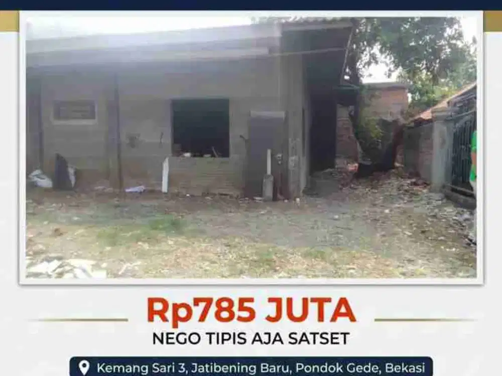 Dijual Cepat Rumah Setengah Jadi di Bekasi