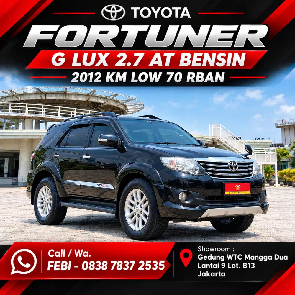 KM LOW 70 RBAN Toyota Fortuner G Lux 2.7 AT Matic Bensin 2012 Terawat