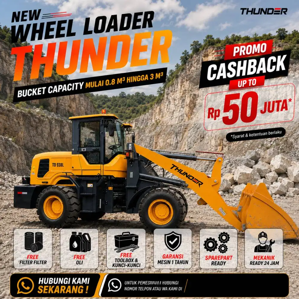Ready Stock Unit Wheel Loader Thunder Sparepart dan Garansi Terjamin