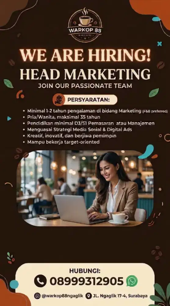 Dibutuhkan Segera Head Marketing cafe