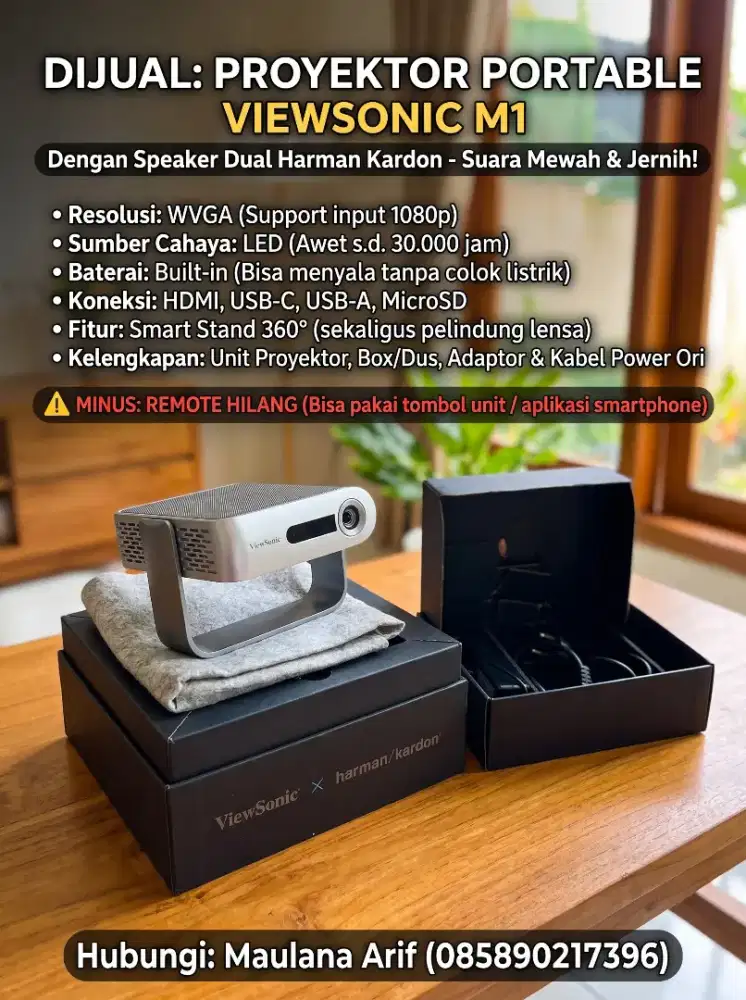 JUAL PROYEKTOR PORTABLE VIEWSONIC M1 ORIGINAL