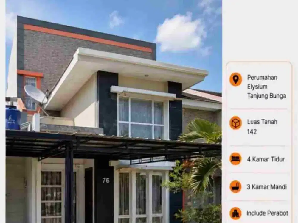 Dijual Rumah 2 lantai di Elysium Residence Tjg Bunga Makassar