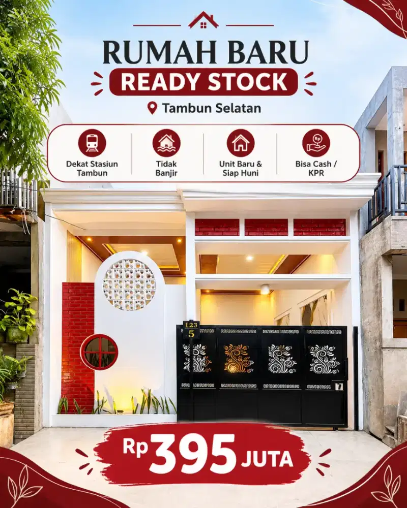 Rumah SIAP HUNI BARU Papan Indah Tambun ,Dekat Stasiun Tambun